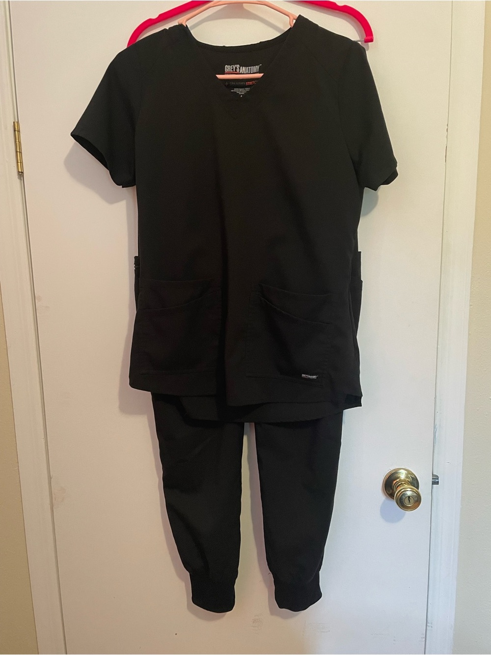 Grey's Anatomy Women's Black Scrub Top and Jogger Pants Set